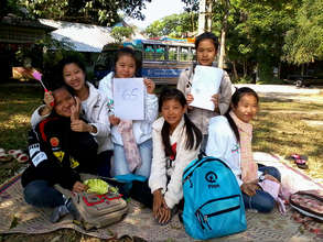 Grade 5 students during an outdoor English lesson!