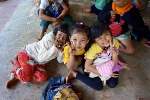 Students Receiving Clothes Donated to HDS