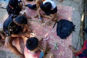 Students Preparing Krathongs for Loi Krathong