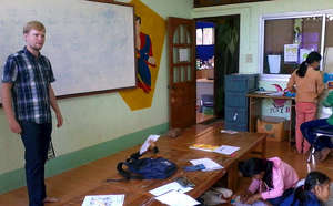 Teacher Jorn during a 1st grade English lesson!