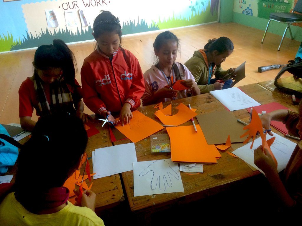 Making hand turkeys.