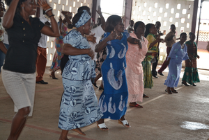 Teachers dancing in celebration