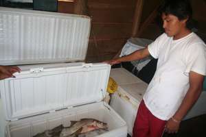A freezer allows fisherfolk to store their catch