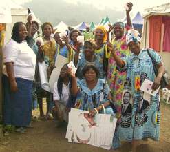 Distributing female condoms to women in a market