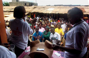 Demonstrating Female Condoms in a Village