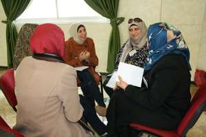 Small group discussion during the training