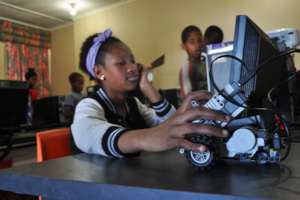 Robotics training and coding in the computer room!