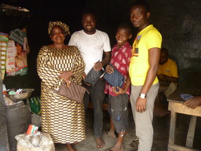Tom and his family at Christmas, with Ayo