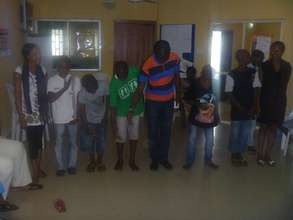 The cast bow out after a drama production
