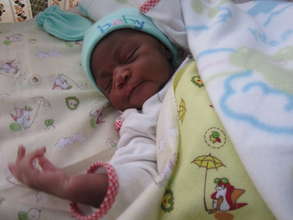 The baby  saved resting after procedure