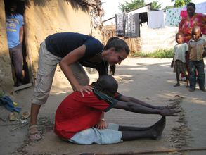 Volunteer Emily with one of UKUN's Clients