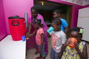 Kids getting water