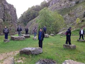 Holiday students having fun at Cheddar Gorge