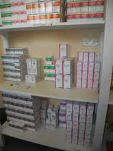 Well stocked shelves at the clinic pharmacy