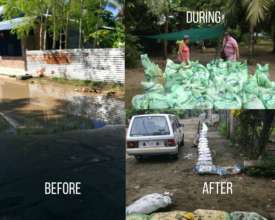Sandbagging the sidewalks!