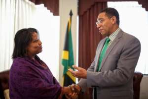 Ouida Duncan with JA Prime Minister Andrew Holness