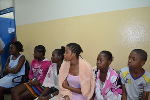 patients awaiting pre-surgery exam by DTF team