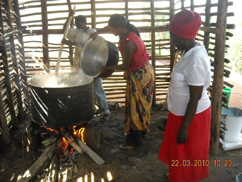 Cooking porrdige in a parent built kitchen