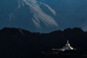 The Shanti Stupa, overlooking Leh in Ladkah India