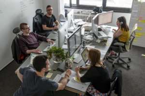 Website development team at work