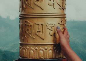 Prayer wheel in northern India.