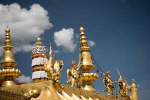 A gilded temple roof in Tibet.
