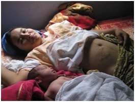 Satorn and her newly born baby