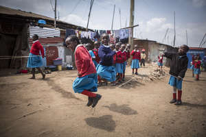 Kibera School for Girls students playing at recess