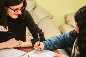 TF tutor Liz with student Antonia in San Francisco