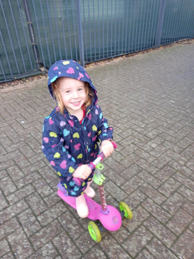 Caitlin off to the park with Michelle