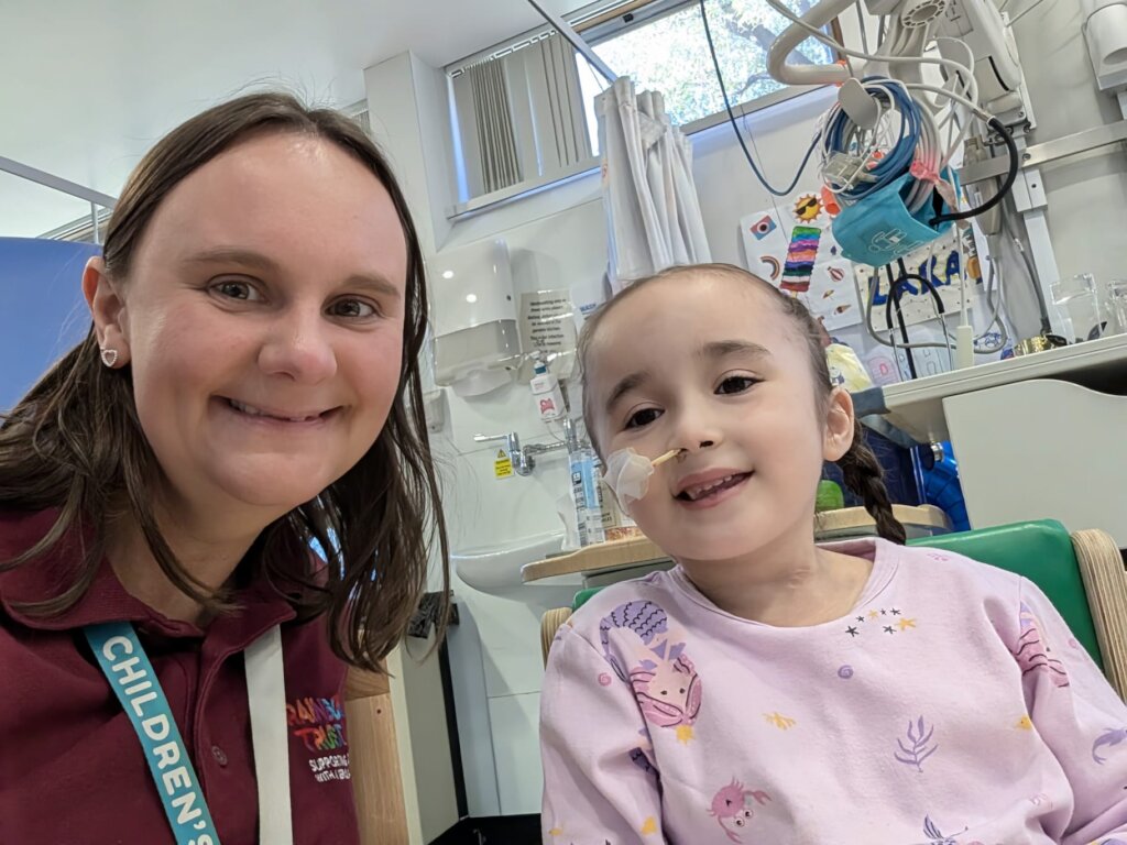 Family Support Worker Jen with Lara in hospital