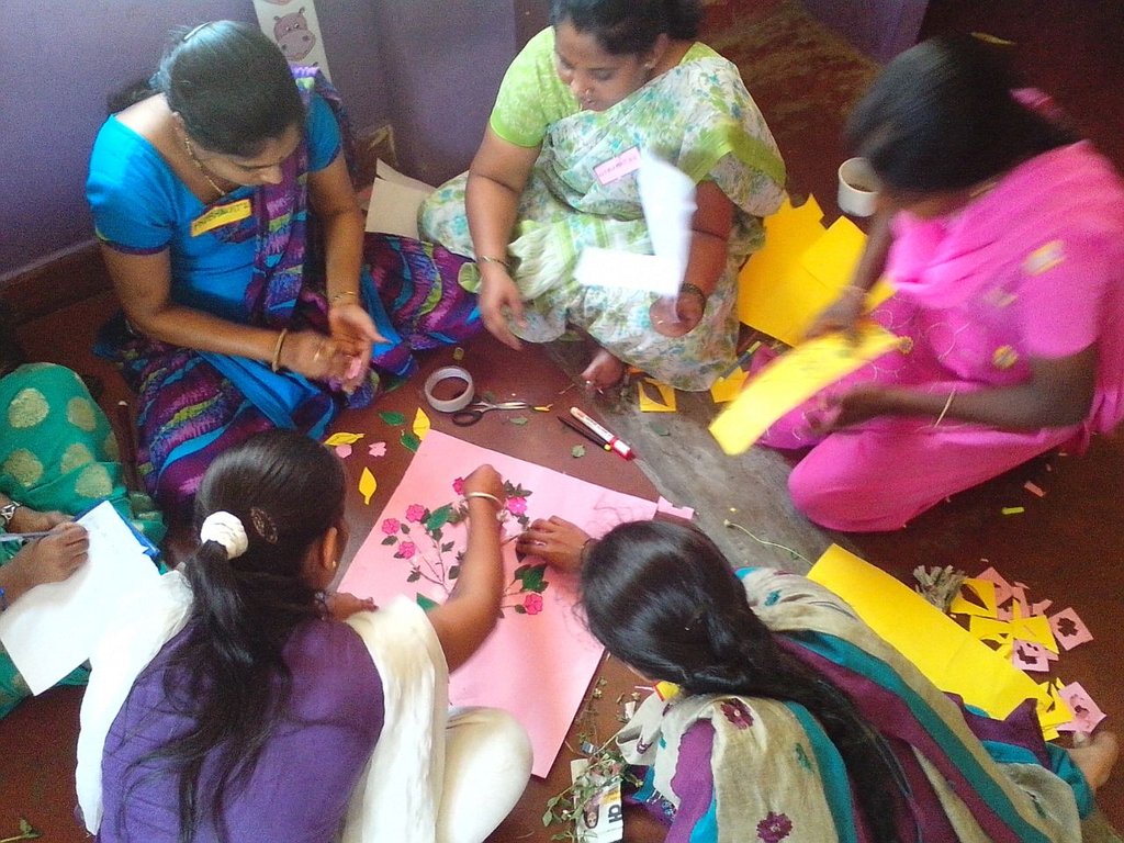 Parents at a craft event