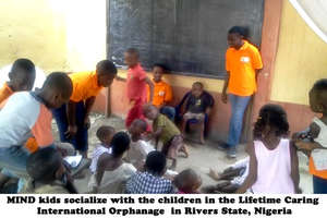 Socializing with the children in the orphanage