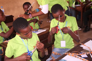 MIND kids working on their ankara accessories