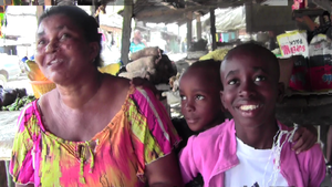 Emeka Bello with his mother and younger brother