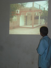 A student giving a presentation to the audience...