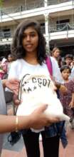 Children receiving their bag of goodies