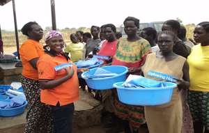 Mothers with mama kits, donated by Delivering Hope