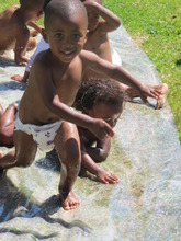 water slide with huggies and all