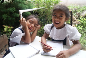Students enjoying school in Las Sabanas