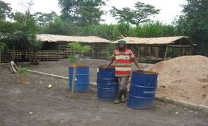 Abass at his inoculation and incubation house.