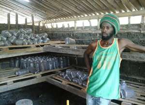 Abass inside the incubation house