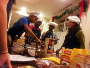 Students cook healthy granola alongside volunteers