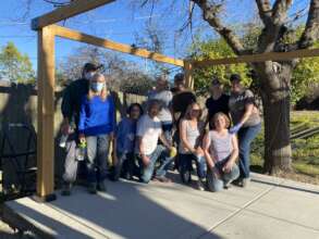 Volunteers aviary building