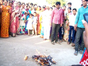 Organized villagers protesting against addiction