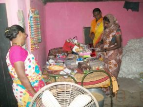 Triveni selling jewelry from her small trade.