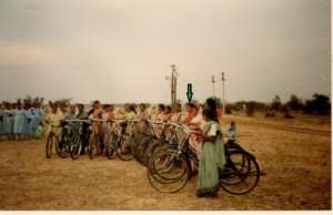 Mangala at cycle learning camp for village women