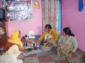 On a round to customers houses to sell her wares