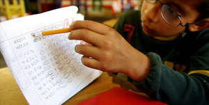 Boy Demonstrates What he is Learning