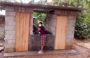 Above ground latrine, wash tub and shower